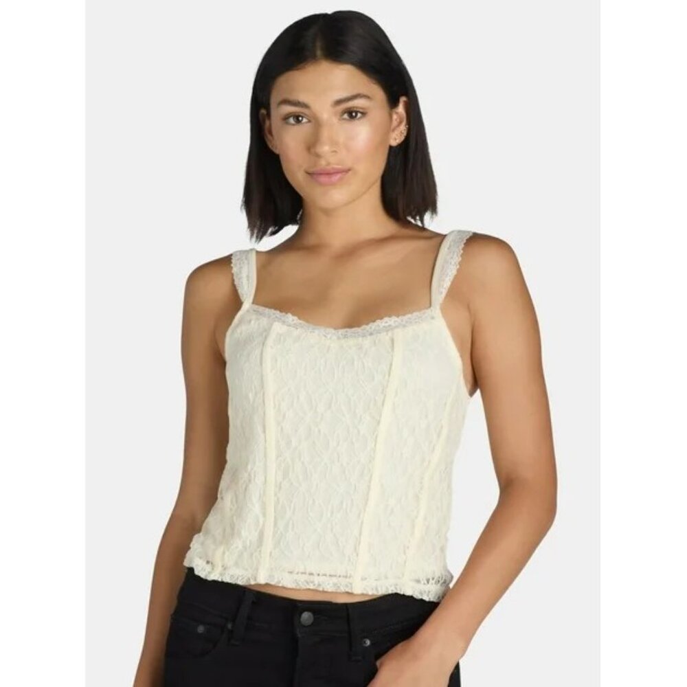 "NWT" Self‎ Esteem Women's Lace Corset Tank Top- Beige- Large